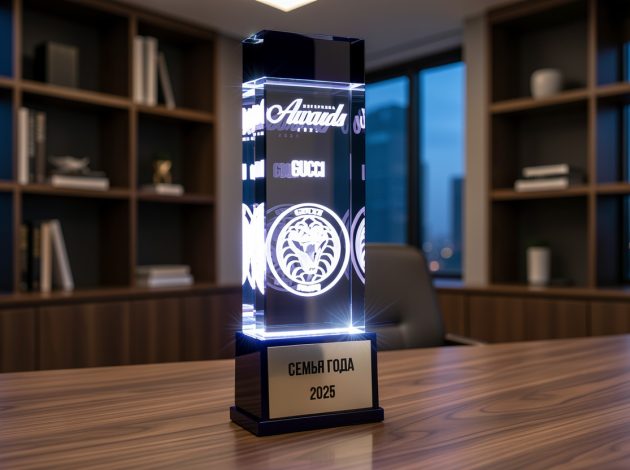 3D награда в стекле для конкурса Семья года
