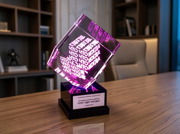 3D гравировка логотипа и текста в стеклянном кубе