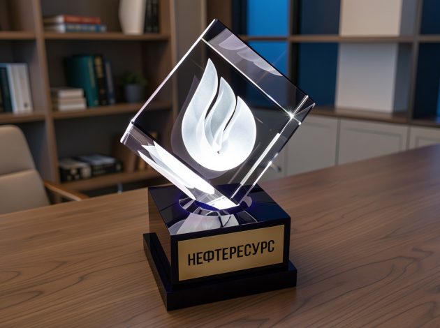 3D гравировка логотипа и текста в стеклянном кубе