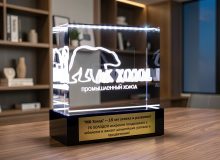 3D гравировка логотипа компании МК Холод в стекле