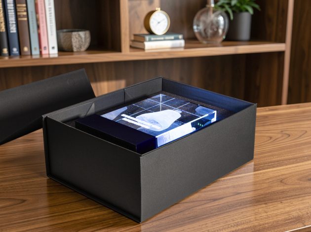 Подарочная коробка для стеклянной награды с 3D гравировкой