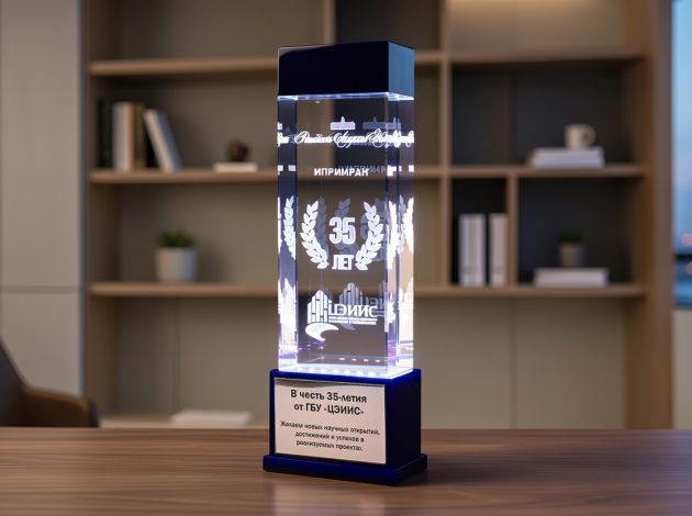 Юбилейная награда 35 лет компании с 3D гравировкой