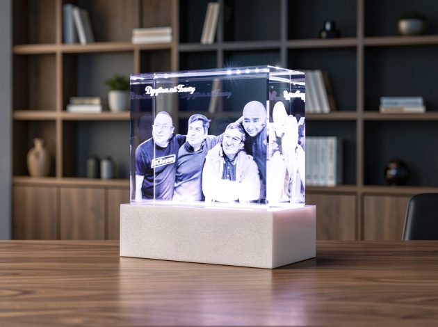 Светильник с 3D фото друзей в стекле