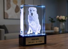 Память о собаке в стекле с 3D гравировкой