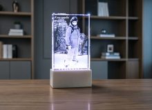 3D фото в стекле со сноубордистом