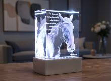 Лошадь с 3D гравировкой в стекле по фотографии