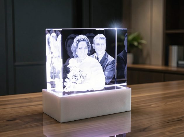 Свадебное фото в 3D в стекле