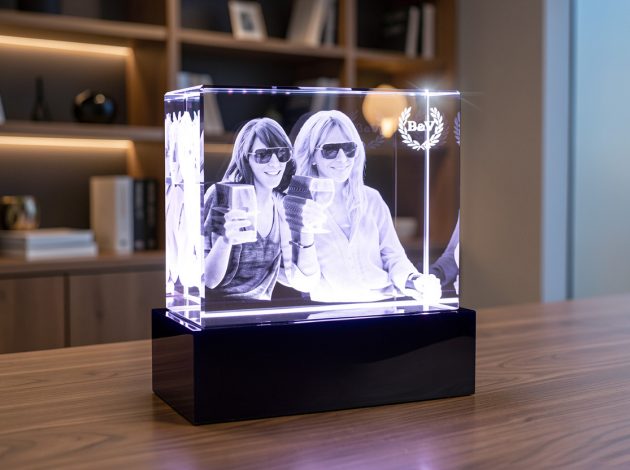 Светильник с 3D гравировкой фото подруг в стекле