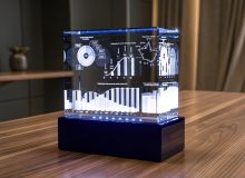 Светильник из стекла «Параллелепипед 120×100×60» с 3D-гравировкой графиков и диаграмм компании