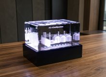 Светильник из стекла «Параллелепипед 120×80×60» с 3D-моделью элеватора АО Октябрьское