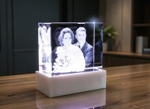 Свадебное 3D фото пары в стекле с подсветкой